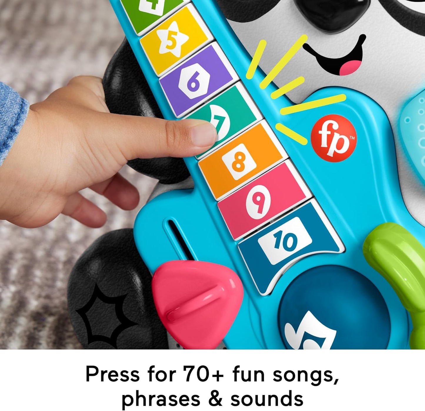 Fisher-Price Brinquedo de aprendizagem para bebês Link Squad Jam & Count Panda com música e luzes para idades de 9+ meses, versão em inglês do Reino Unido, compatível apenas com itens Link Squad, HYL22