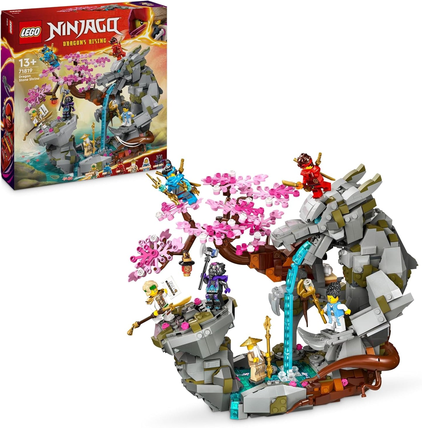 LEGO NINJAGO Dragon Stone Shrine Ninja Toy Adventure Playset para meninos, meninas e adolescentes com 6 minifiguras, modelo de figura edificável para brincar e exibir, decoração de quarto infantil, ideia de presente de aniversário 71819