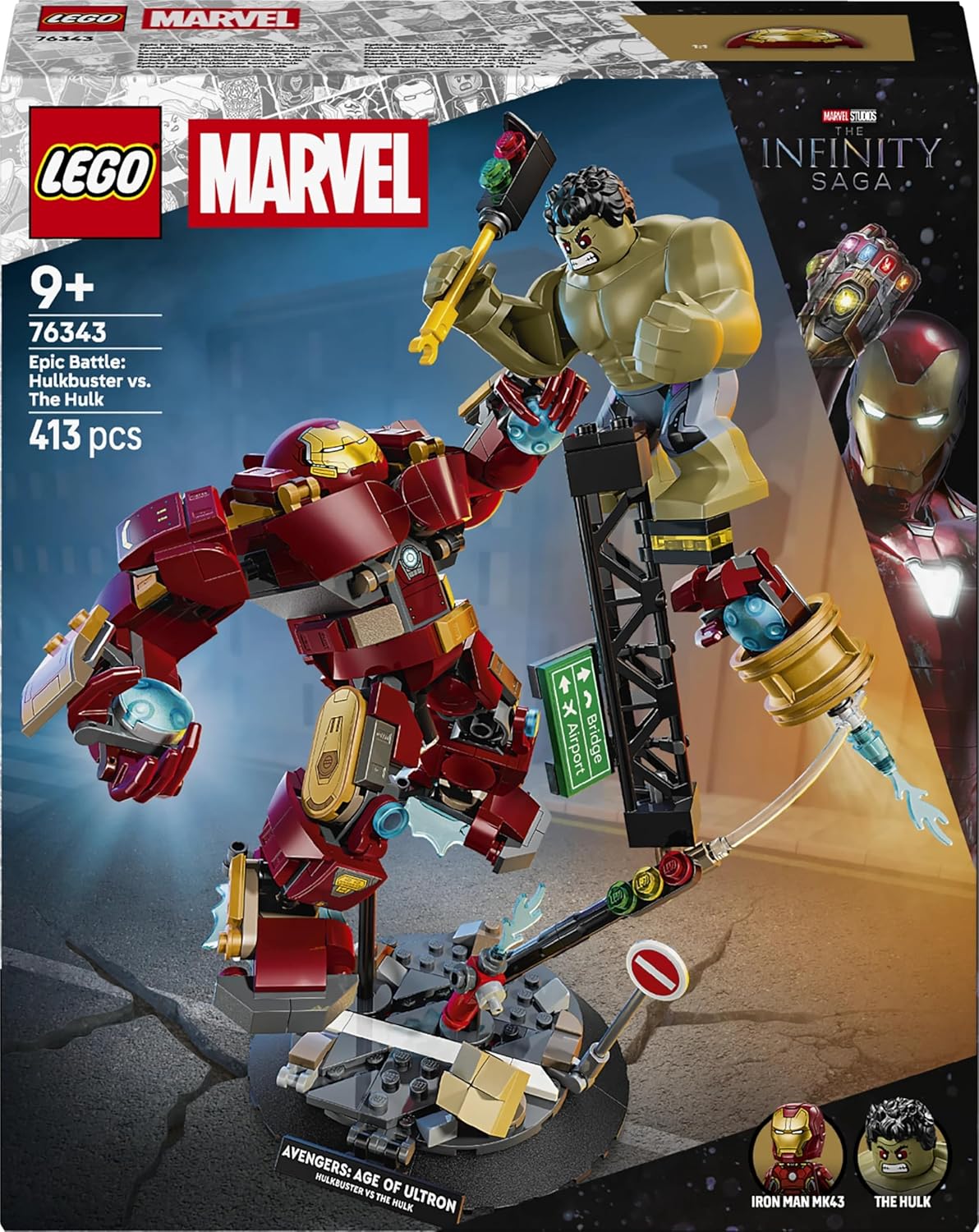 LEGO | Batalha Épica da Marvel: Hulkbuster vs. Hulk - Brinquedo de Super-Herói com 2 Figuras de Ação e Minifigura do Homem de Ferro - Presente dos Vingadores para Meninos e Fãs a partir de 9 Anos - 76343