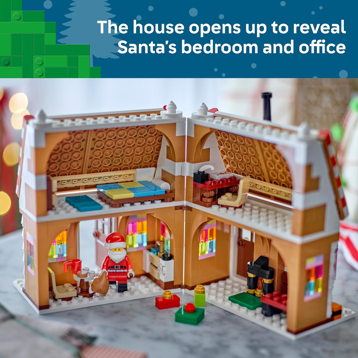 LEGO Casa de Pão de Mel Festiva 40809 | Brinquedo para meninas e meninos a partir de 10 anos, conjunto de artesanato natalino, minifigura do Papai Noel e acessórios, ideia de presente...