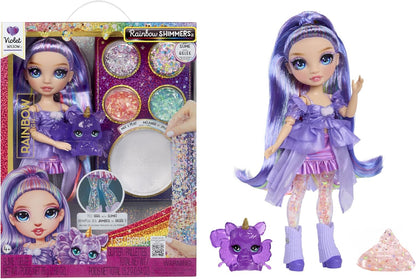 Boneca Fashion Rainbow High Rainbow Shimmers com Slime - Violeta, Roxa - 28cm, Acompanha Kit de Slime e Esquilo de Estimação, Indicada para Crianças a partir de 4 Anos