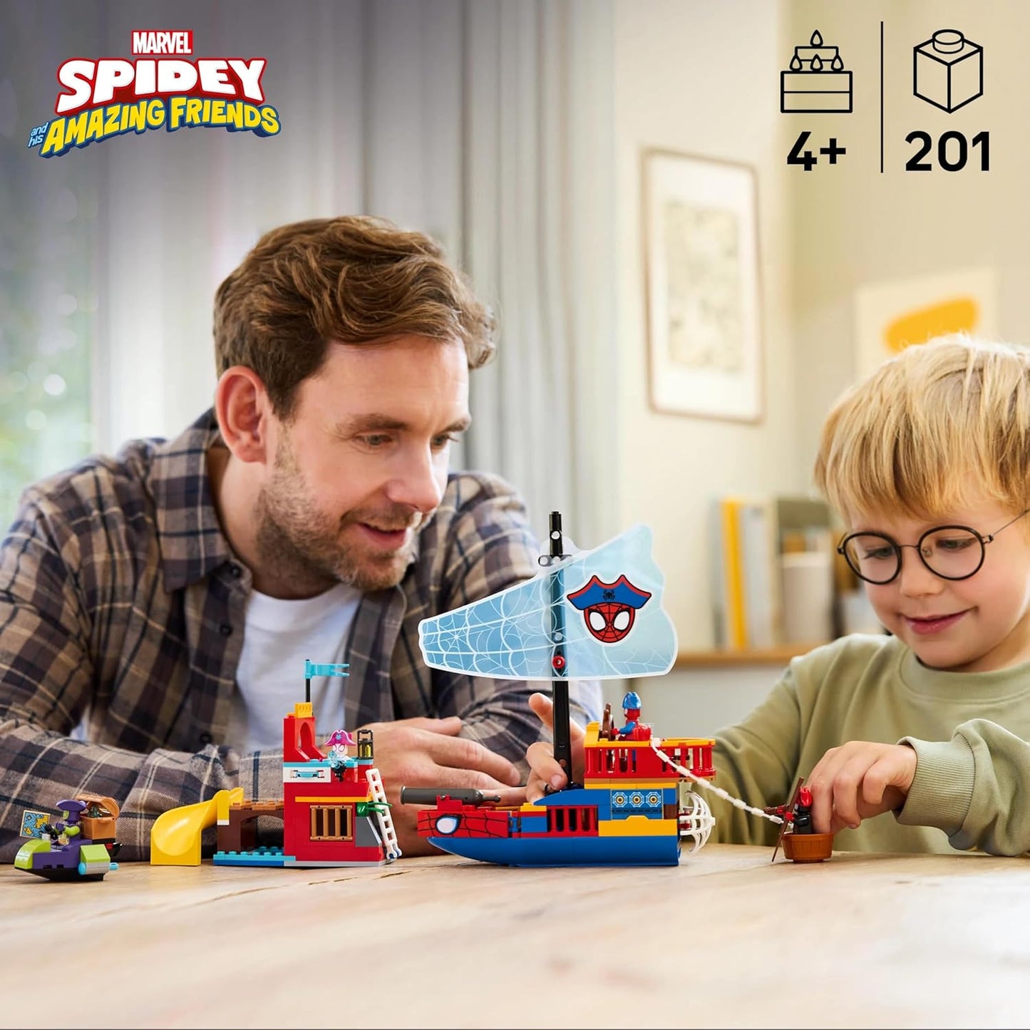 LEGO ǀ Marvel Team Spidey Navio Pirata - Conjunto de Super-Heróis com Modelo de Navio, 2 Barcos e 4 Minifiguras - Presente para Meninos a partir de 4 Anos e Fãs do Desenho do Homem-Aranha e Seus Incríveis Amigos - 11208