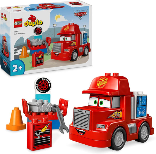 LEGO DUPLO Disney e Pixar’s Cars Mack at the Race Set, brinquedo de construção de caminhão para crianças, meninos e meninas com mais de 2 anos, Red Hauler edificável do filme, ideia de presente de aniversário 10417