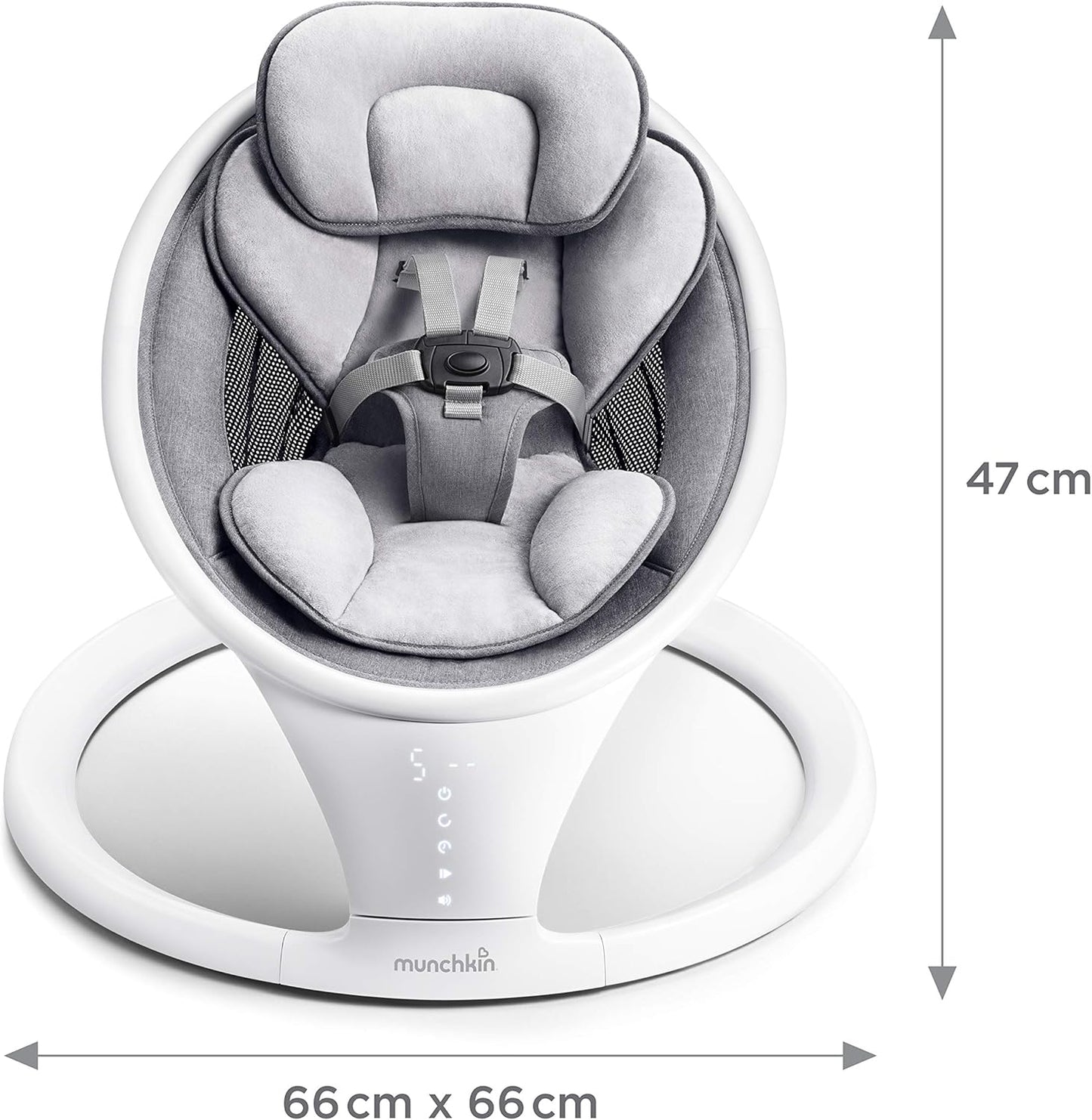 Munchkin Balanço elétrico para bebês | Cadeira de balanço e balanço para bebês com Bluetooth, balanço para bebês com balanço natural em 5 velocidades e controle remoto, Balanço para bebês Munchkin com estrutura de porta de brincar e pula-pula