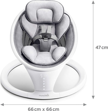 Munchkin Balanço elétrico para bebês | Cadeira de balanço e balanço para bebês com Bluetooth, balanço para bebês com balanço natural em 5 velocidades e controle remoto, Balanço para bebês Munchkin com estrutura de porta de brincar e pula-pula