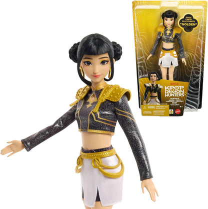 Mattel Boneca Cantora KPop Demon Hunters HUNTR/X Zoey “Golden” | Com roupa característica removível e 5 pontos de articulação, inspirada no filme, JRN42