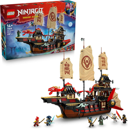 LEGO NINJAGO The Temple Bounty - Barco de brinquedo interativo com velas móveis, além de 6 minifiguras, incluindo Cole, Zane e Nya - Presente para meninos maiores de 14 anos e fãs adolescentes de Dragons Rising - 71848