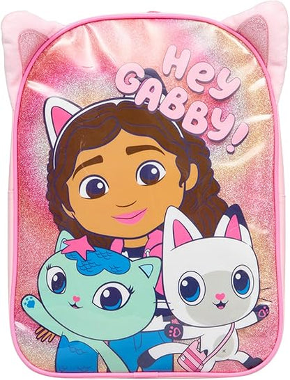 Gabby's Dollhouse – Mochila infantil Mochila escolar para meninas com orelhas brilhantes, ideal para viagens, creche e volta às aulas.