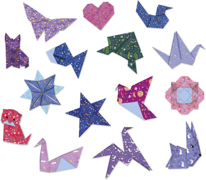Janod - Kit Origami Infantil - 200 Folhas de Papel com Efeitos Visuais e 15 Modelos - Faça Você Mesmo - Les Ateliers Du Calme - Kit de Lazer Criativo Infantil - Concentração e Criatividade - A partir de 7 Anos