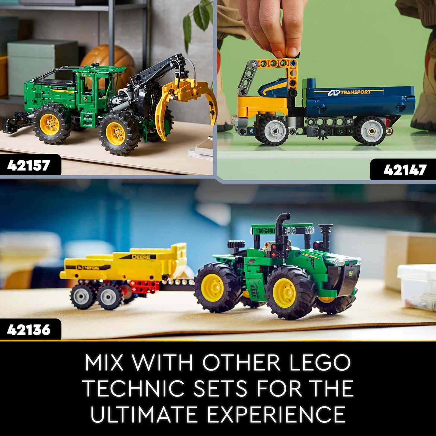 LEGO Colheitadeira de forragem Technic John Deere 9700, brinquedo de trator para crianças, conjunto de fazenda, kit de construção de modelo de veículo com funções realistas para brincadeiras imaginativas, presente para meninos