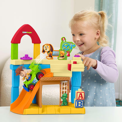Fisher-Price Brinquedo Infantil Little People Disney & Pixar Toy Story Quarto do Andy com Figura do Woody e Veículo de Controle Remoto para Crianças a partir de 18 Meses, JKB05
