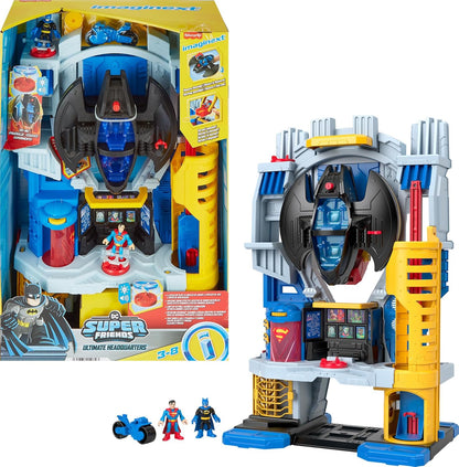Imaginext DC Super Friends Batman Playset Quartel-General Supremo 60 cm de altura com luzes, sons, figuras e acessórios para crianças a partir de 3 anos, HNW08