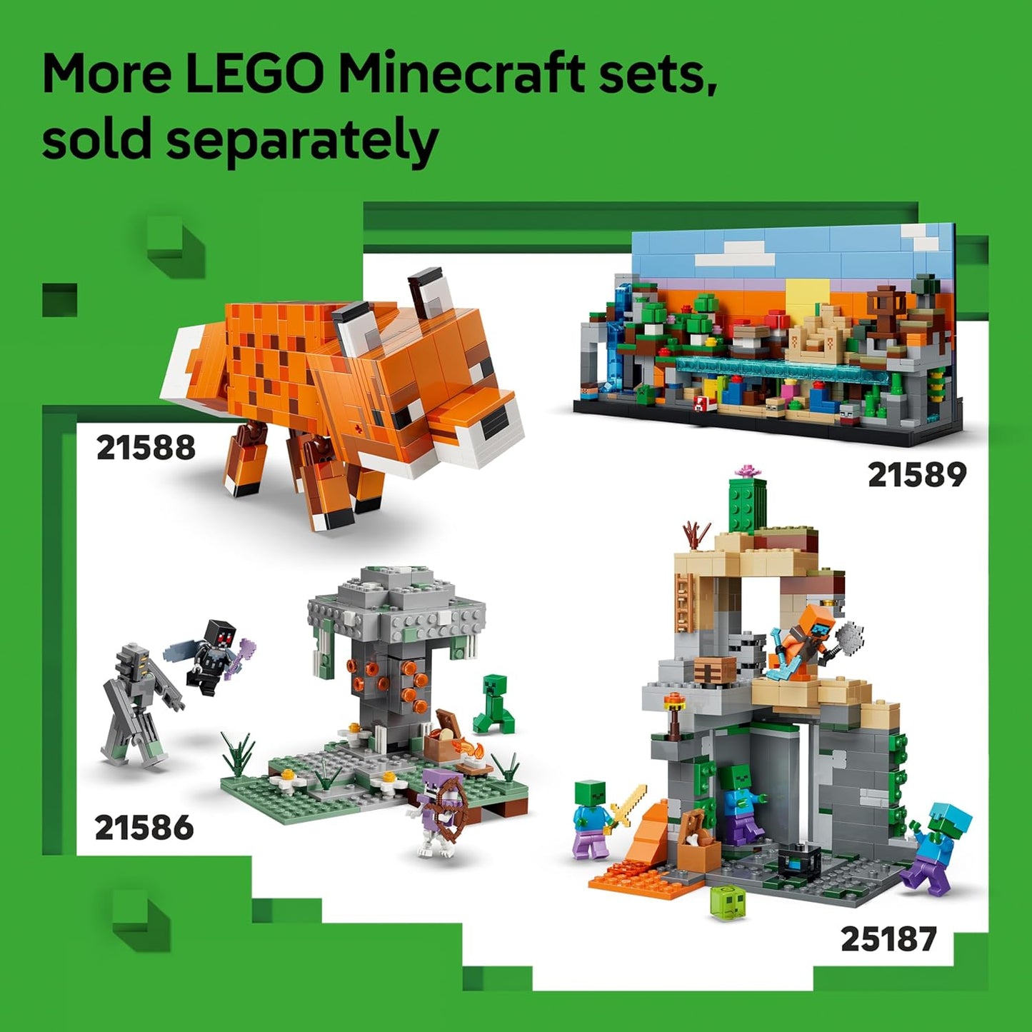 LEGO Minecraft Batalha Wither - Brinquedo Interativo com Guerreiro Carmesim, Andarilho, Cubo de Magma e 2 Figuras de Esqueletos Wither - Presente para Jogadores a partir de 8 Anos - 21590