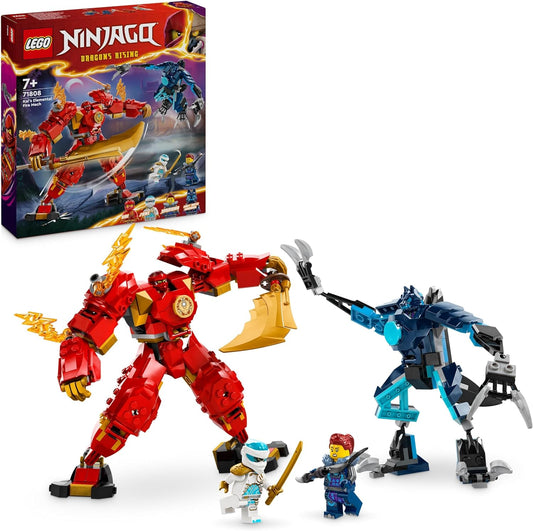 LEGO NINJAGO Kai's Elemental Fire Mech, conjunto de construção de bonecos de ação de Dragons Rising, brinquedo ninja para meninos e meninas de 7 anos ou mais com minifiguras de personagens Kai e Zane, ideia de presente de aniversário 71808