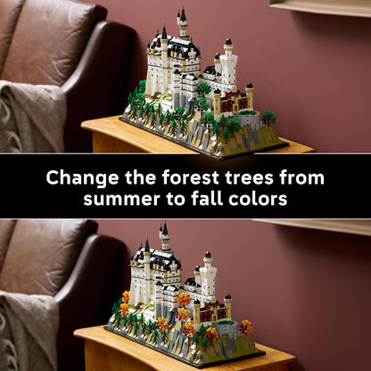 LEGO Architecture Castelo de Neuschwanstein - Kit de Modelo para Exibição (Faça Você Mesmo) para Adultos - Inclui Torres, Pátios e Interior Detalhado - Presente Histórico para Fãs - 21063