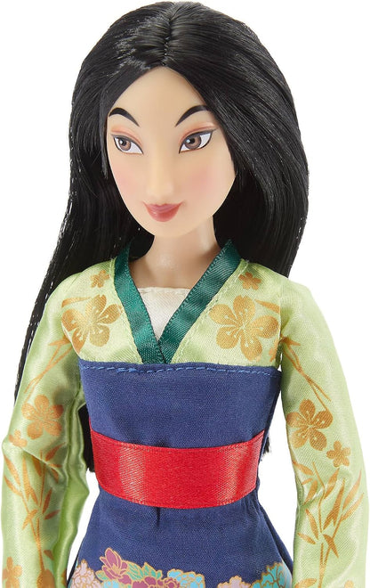 Disney Boneca Clássica Oficial Store da Mulan para Crianças, 30 cm, Totalmente Articulada, com Traje Elegante e Amigo Surpresa — Indicada para Maiores de 3 Anos