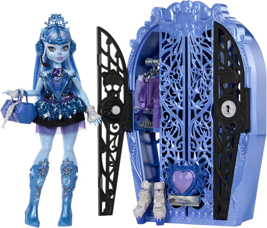 Monster High Boneca e acessórios Skulltimate Secrets, Monster Mysteries Abbey Bominable com guarda-roupa para vestir e mais de 19 surpresas, incluindo roupas, HXH87