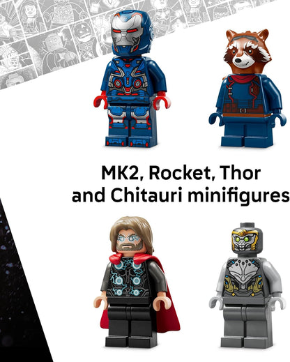 LEGO ǀ Marvel Vingadores: Ultimato Thor vs. Chitauri - Brinquedo de Construção com um Robô, Figura de Gorila e 7 Minifiguras, incluindo Thor, Rocket e Patriota de Ferro - Presente de Super-Herói para Meninos a partir de 8 Anos - 76322