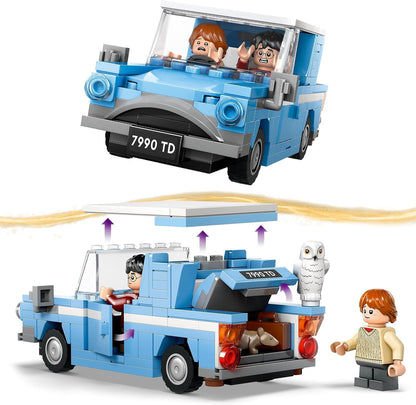 LEGO Brinquedo de carro voador Ford Anglia Harry Potter para crianças, meninos e meninas com mais de 7 anos, modelo edificável com minifigura do personagem Ron Weasley e figura de Edwiges, a coruja, presentes do mundo mágico 76424