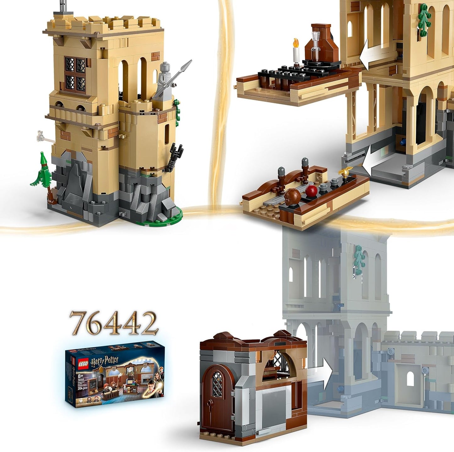 LEGO Harry Potter Castelo de Hogwarts: conjunto de aulas de vôo com 6 minifiguras colecionáveis, incl. Draco Malfoy e Professora McGonagall, brinquedo de dramatização para fãs do mundo mágico, meninos e meninas com mais de 9 anos