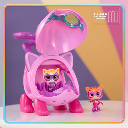 Just Play Disney Junior SuperKitties Su-Purr Wild Kitty Copter com Luzes e Sons, 3 Peças, Figuras Articuladas, Brinquedo para Fãs, Meninas e Crianças a partir de 3 Anos