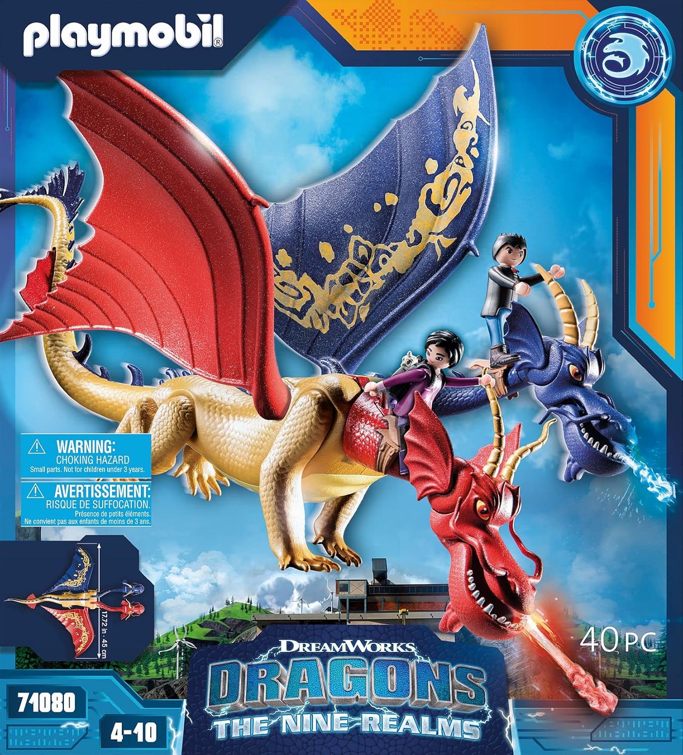 Playmobil DreamWorks Dragons 71080 Dragões: Os Nove Reinos - Wu e Wei com Jun, Figura de Dragão de Duas Cabeças com Função de Tiro, Brinquedos para crianças a partir de 4 anos