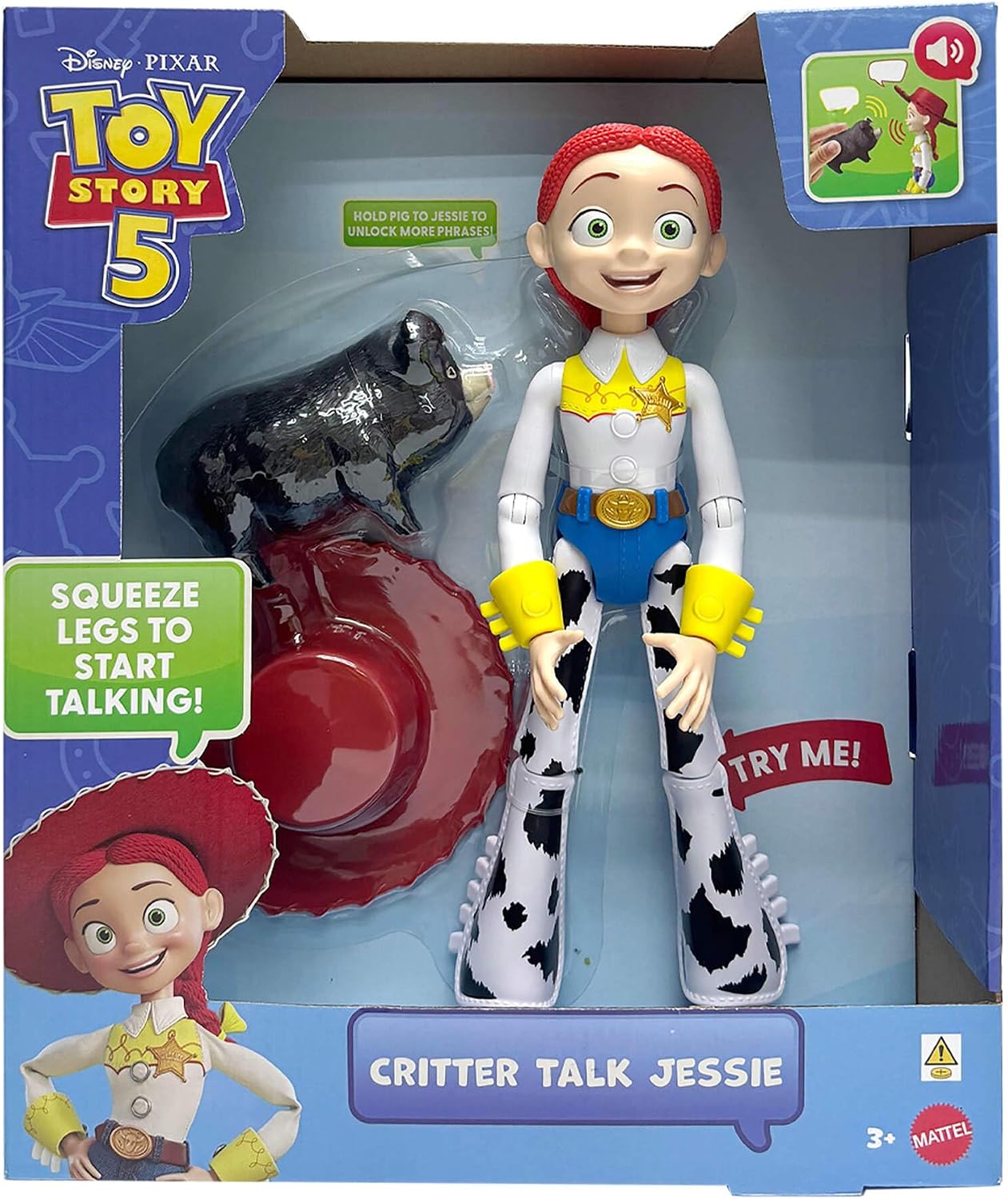 Mattel Disney e Pixar Toy Story 5 Jessie "Critter Talk" | Boneco de Ação Articulado de 30 cm (12 polegadas) com Jimmy Dean, Mais de 35 Sons e Frases do Filme, JKL99