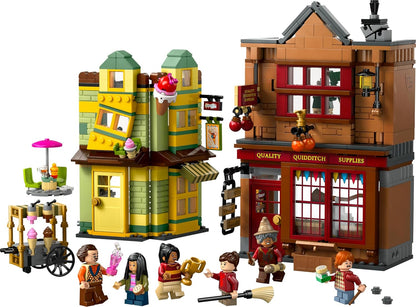 LEGO Conjunto Harry Potter Artigos de Quadribol de Qualidade e Sorveteria com 2 Brinquedos da Loja do Beco Diagonal, 6 Minifiguras e Acessórios, incluindo uma Vassoura Nimbus 2000 - Presente para Meninos e Meninas a partir de 8 Anos - 76452