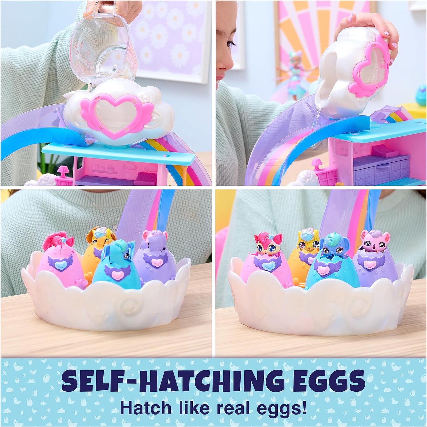 HATCHIMALS Alive, brinquedo Hatchi-Nursery Playset com 4 minifiguras em ovos auto-incubados, 13 acessórios, brinquedos infantis para meninas e meninos a partir de 3 anos