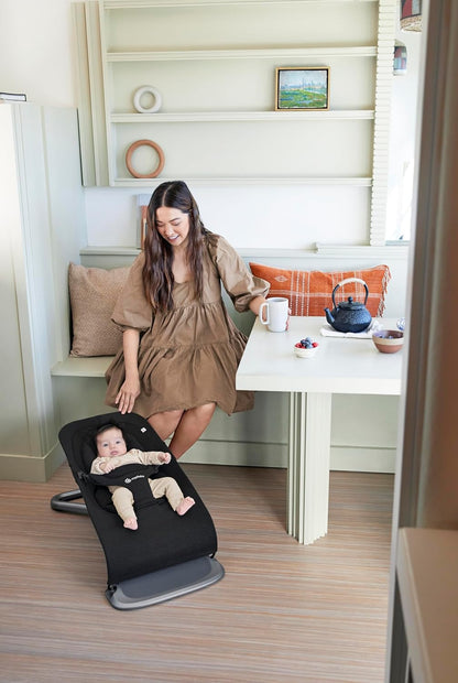 Ergobaby 3 em 1 Evolve Bouncer, espreguiçadeira ergonômica para bebês desde o nascimento até a criança, balanço para bebês com inserção para recém-nascidos (2,5 kg - 13,2 kg), Onyx Black