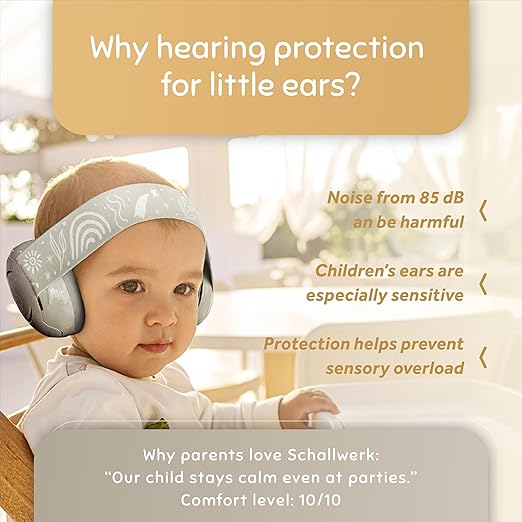 Schallwerk Protetores auriculares Mini+ para bebês de 0 a 36 meses - Proteção auditiva para crianças e bebês - Fones de ouvido com cancelamento de ruído, protetores auriculares para crianças de 2, 0 a 3 anos e de 6 a 12 meses
