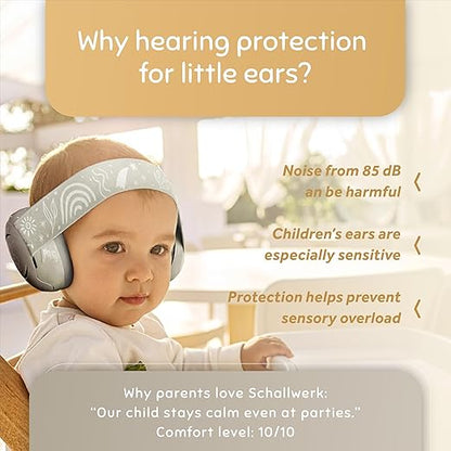 Schallwerk Protetores auriculares Mini+ para bebês de 0 a 36 meses - Proteção auditiva para crianças e bebês - Fones de ouvido com cancelamento de ruído, protetores auriculares para crianças de 2, 0 a 3 anos e de 6 a 12 meses