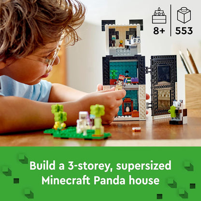 LEGO Conjunto Minecraft The Panda Haven, casa de brinquedos móvel com figuras de animais de pandas bebês, brinquedos para crianças, meninos e meninas de mais de 8 anos