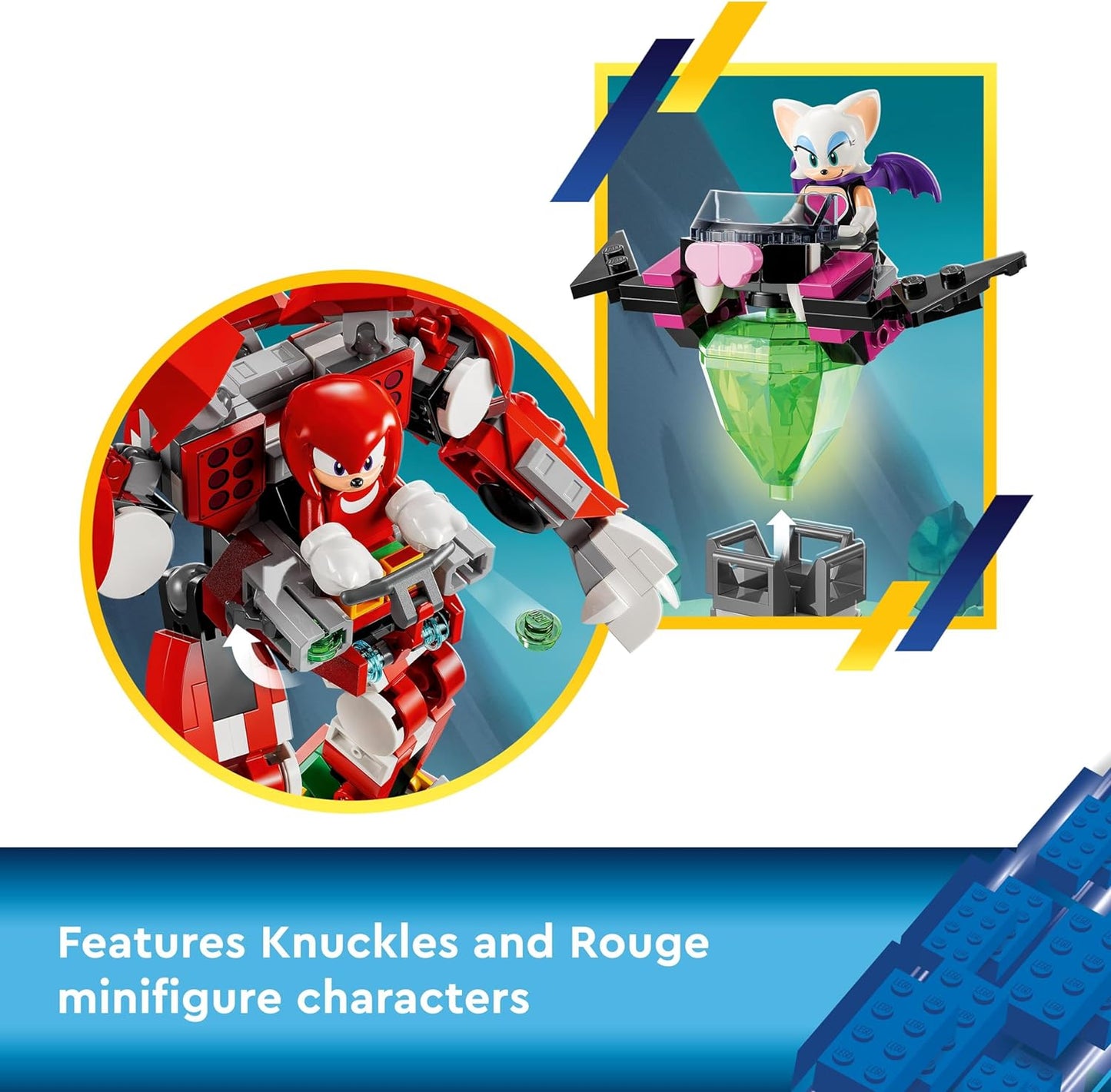 LEGO Sonic the Hedgehog Knuckles’ Guardian Mech, brinquedo de bonecos de ação para crianças, meninos e meninas, com figuras de personagens de videogame, incluindo. Knuckles e Rouge the Bat, além de uma Master Emerald, ideia divertida para presente 76996