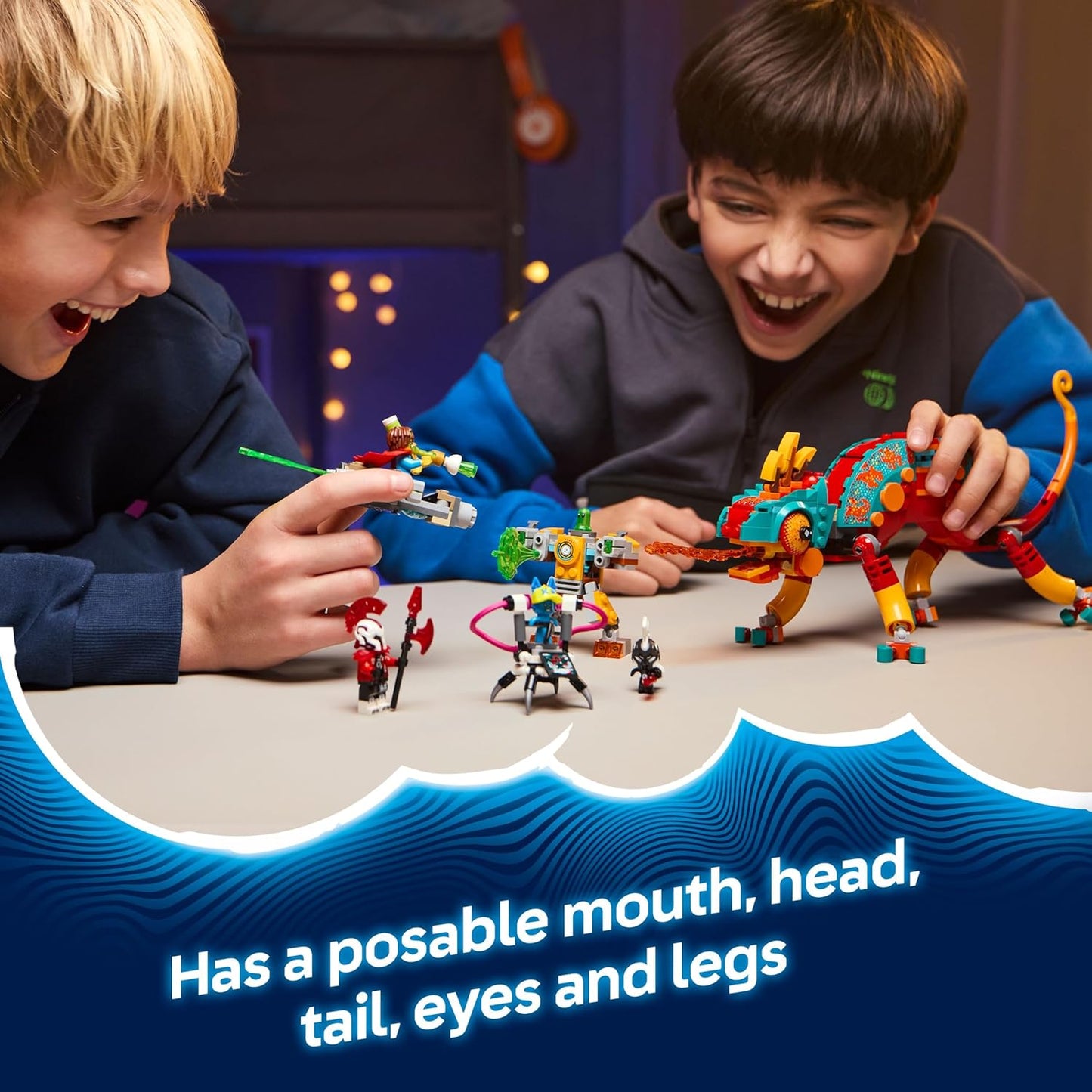 LEGO DREAMZzz 2 em 1 O Camaleão de Fogo, figura de fantasia animal de Mateo, se transforma em um robô a jato de brinquedo, conjunto de construção guardião para meninos e meninas a partir de 7 anos, incluindo 2 minifiguras de presente.