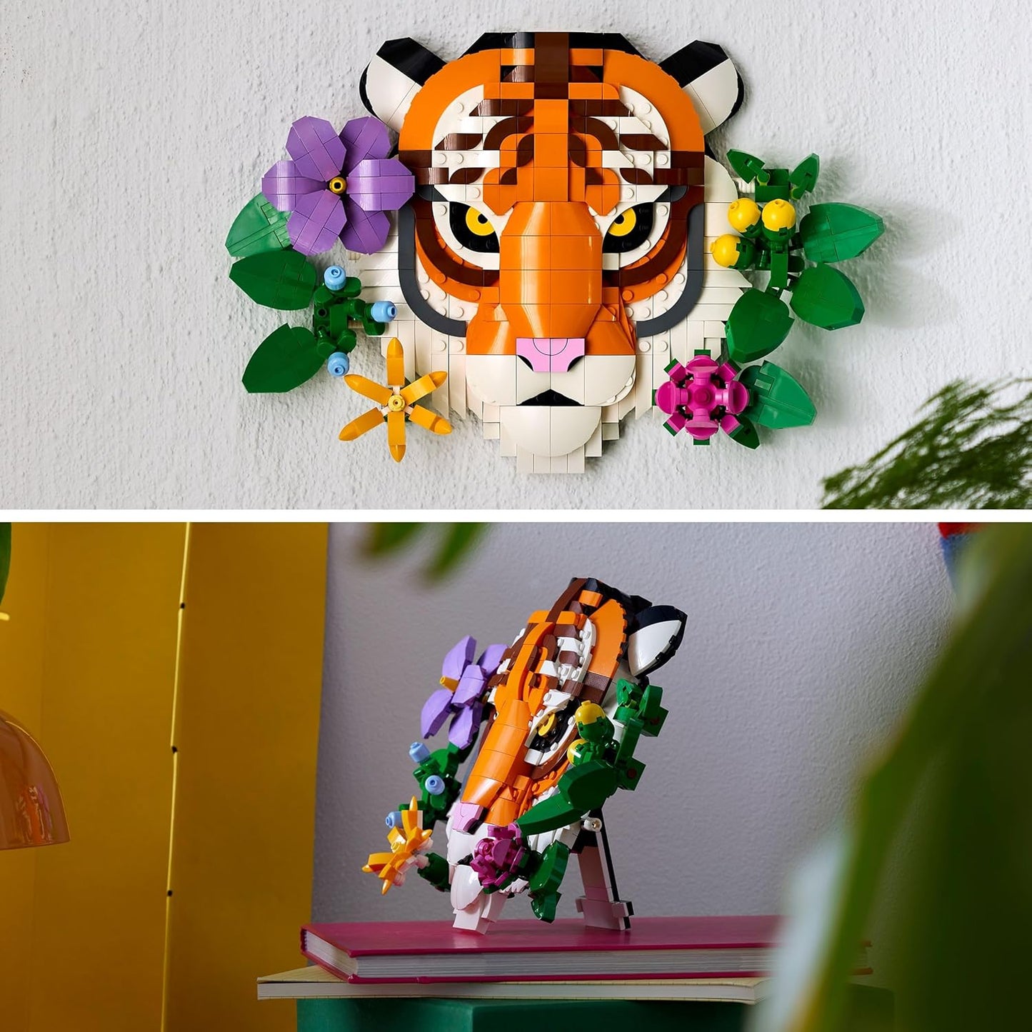 LEGO Art The Fauna Collection - Tigre - Pintura de animal 3D montável com flores decorativas da Botanicals - Conjunto de decoração faça você mesmo para casa ou escritório para adultos - Ideia criativa para presente - 31217