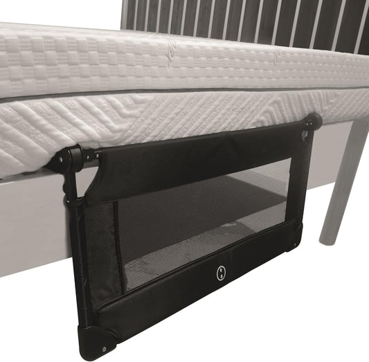 BabyDan Protector de cama plegable de viaje, 90 cm/35" de ancho, negro - Se adapta a colchones de hasta 110 cm/43" de ancho - (barandilla de seguridad/barandilla de cama/barrera de cama/protector de cabecera para niños y bebés de 18 meses a 5 años)