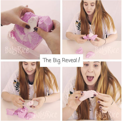 BabyRice Kit de yeso grande para manos y pies de bebé, en caja, incluye pintura metálica (plateado)