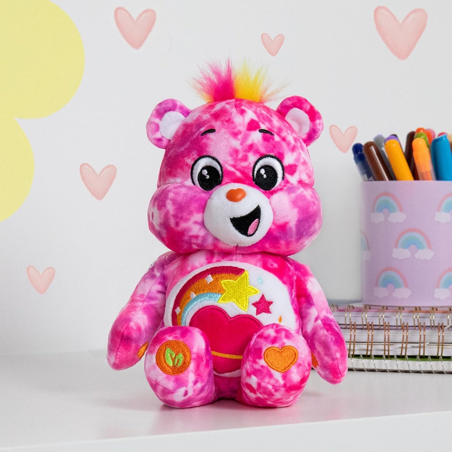 Care Bears, Blissful Heart Bear Peluche de frijol de 22 cm, Lindo juguete de peluche coleccionable, Peluches para niños, Peluches para niñas y niños, Lindos osos de peluche adecuados para niñas y niños de 4 años en adelante
