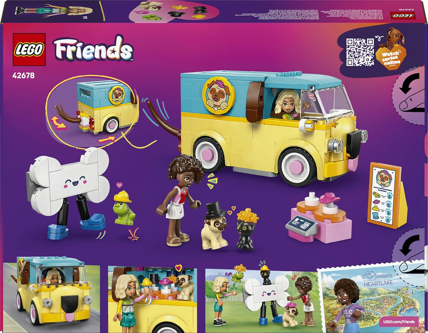 LEGO Friends Van de Acessórios para Animais de Estimação - Conjunto de Brinquedo com 2 Mini Bonecas, Cachorro, Gato e Sapo - Ideia de Presente de Aniversário para Meninas a partir de 6 Anos - 42678