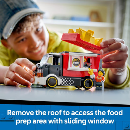 LEGO City Food Truck de Batatas Fritas - Kit de Modelo de Veículo com Loja Removível, 2 Minifiguras e Acessórios de Comida de Brinquedo - Ideia de Presente de Aniversário para Meninos a partir de 5 Anos - 60488