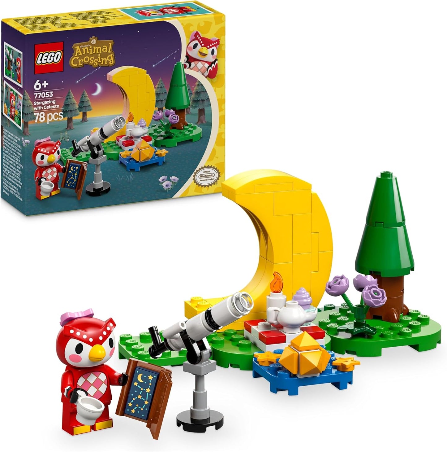 LEGO Animal Crossing Stargazing com Celeste, conjunto de brinquedos de astronomia criativa para meninas e meninos de 6 anos ou mais, com minifigura de personagem e telescópio, ideia de presente de aniversário