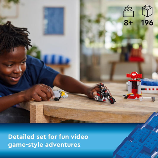LEGO Sonic the Hedgehog Shadow the Hedgehog Escape, brinquedo de motocicleta para crianças, meninos e meninas de 8 anos ou mais com laboratório edificável, Badnik Rhinobot e figuras de personagens de videogame Clucky, presentes para jogadores 76995