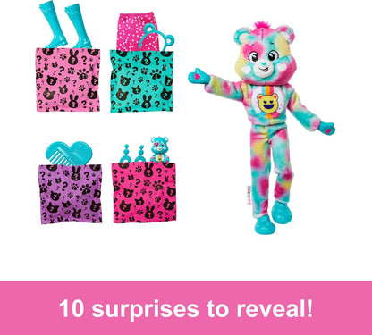 Barbie Cutie Reveal Ursinhos Carinhosos com Boneca e Acessórios, Série 2 Ursinho Boas Vibrações com 10 Surpresas, Incluindo Mudança de Cor e Mini Ursinho, JFV62
