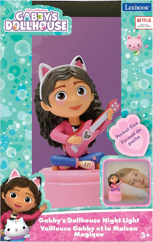 LEXIBOOK, Casa de Bonecas da Gabby, Luminária Noturna de Bolso LED para quarto infantil, luz suave, funciona a bateria, rosa, NLJ01GDH