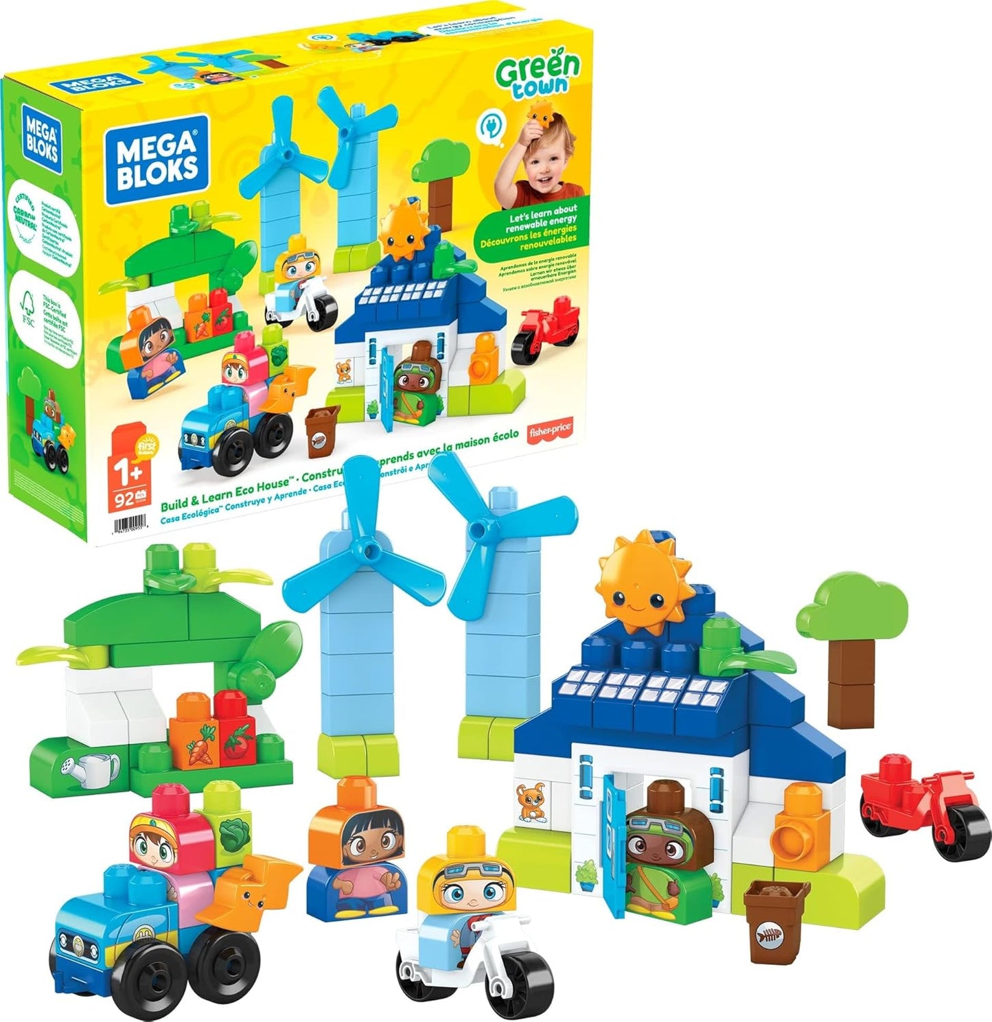 MEGA BLOKS Blocos de construção infantis Fisher-Price, classificação e reciclagem de cidade verde
