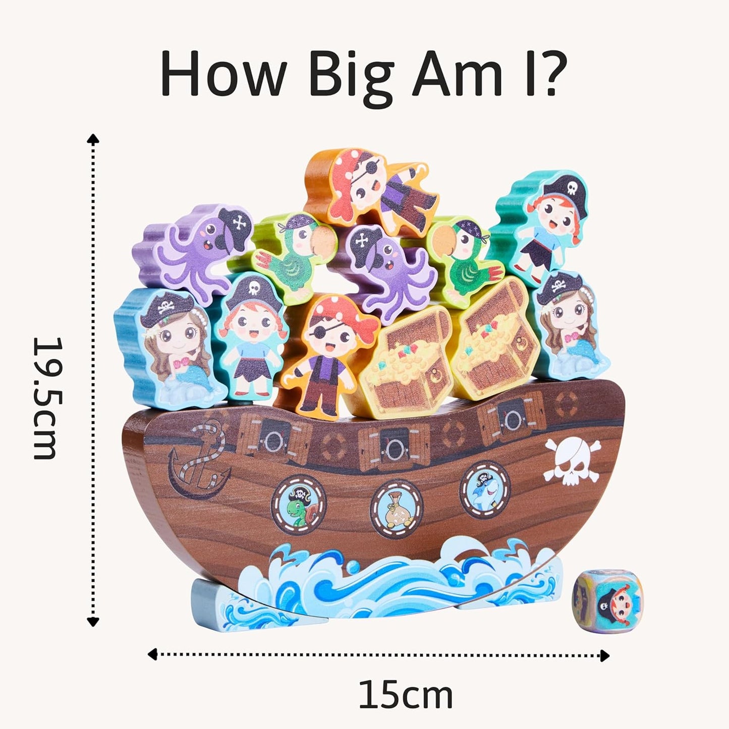 Jaques of London Brinquedo Piratas Instáveis | Brinquedos de madeira empilháveis para crianças de 3, 4 e 5 anos | Brinquedos de equilíbrio para crianças pequenas | Desde 1795...