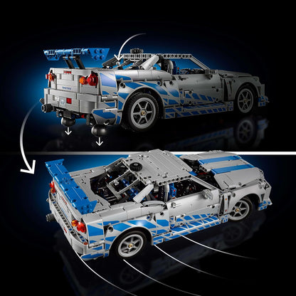 LEGO Kit de modelo de carro Technic 2 Velozes e Furiosos Nissan Skyline GT-R (R34) para adultos - inclui função de drift, direção, suspensão e motor de 6 cilindros - Presente colecionável para fãs - 42210