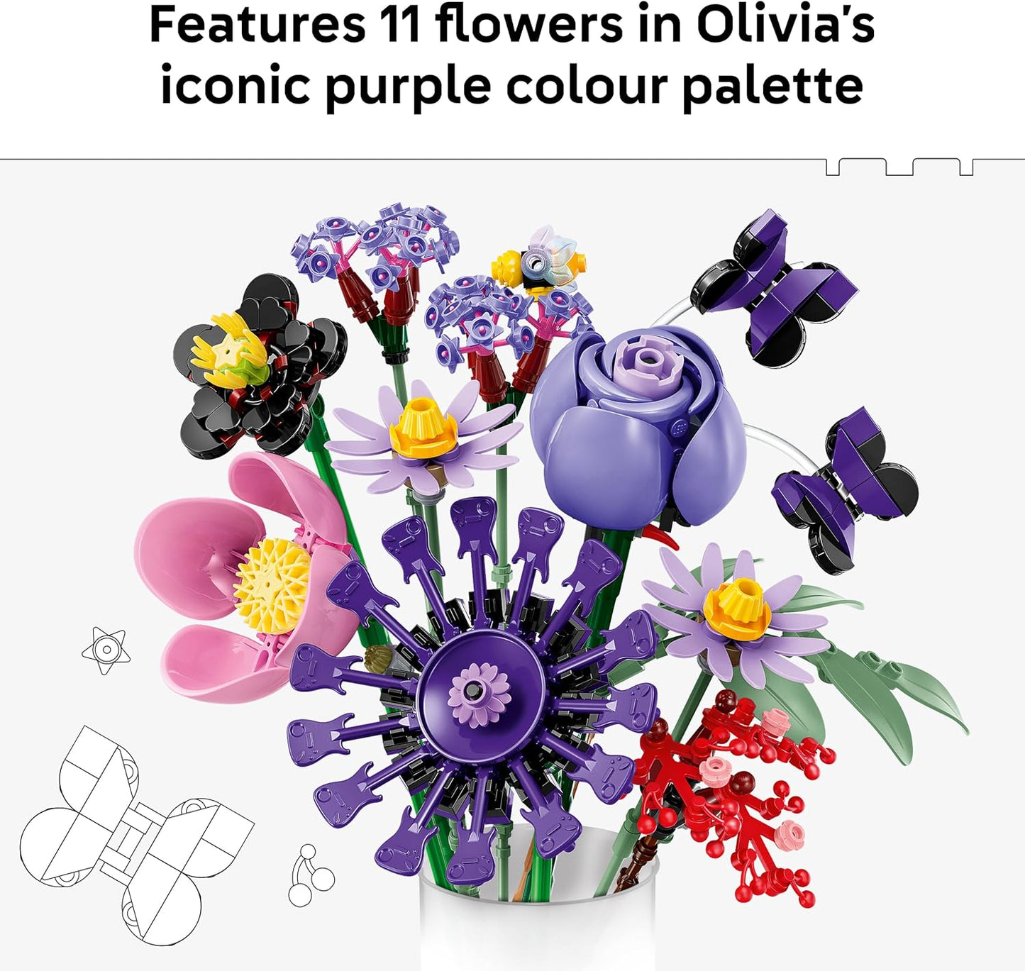LEGO Botanicals – Buquê de Flores (Edição Olivia Rodrigo) – 11 flores artificiais, incluindo rosas e margaridas – Decoração para quarto infantil – Ideia de presente para meninas a partir de 9 anos e fãs – 11507