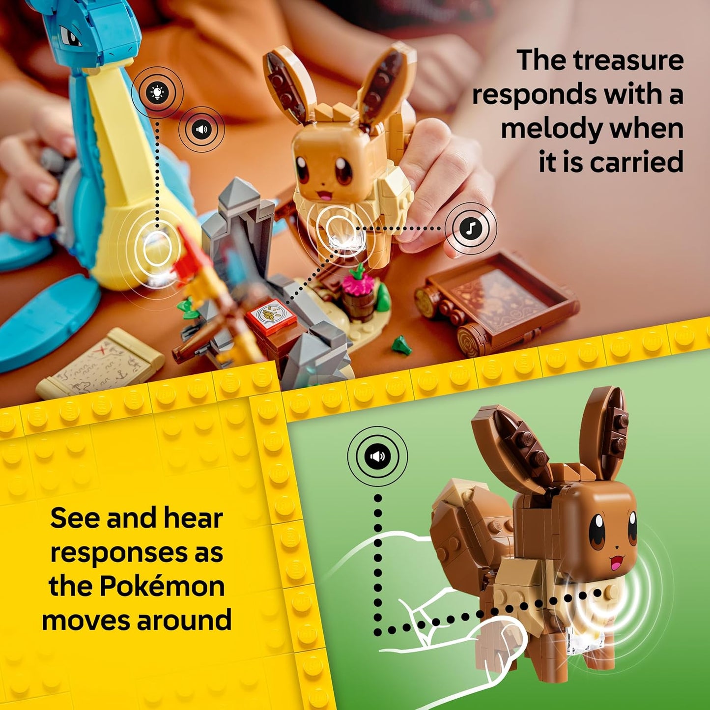 LEGO Pokémon SMART Play: Caça ao Tesouro de Eevee e Lapras – Conjunto de Brinquedo Interativo Compatível, Inclui 3 Etiquetas SMART e 2 Figuras Pokémon – Ideia de Presente para Meninos e Meninas a partir de 8 Anos – 72162